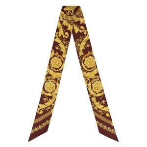VERSACE Signature Baroque Silk Square Scarf Women BROWN Scarves & Wraps